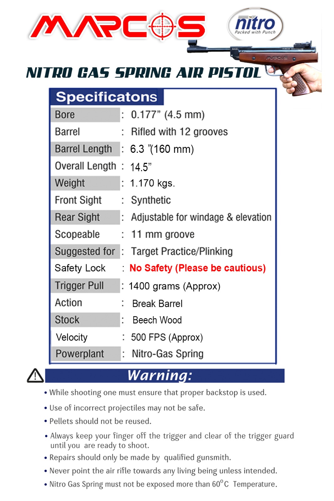 Marcos Nitro specifications